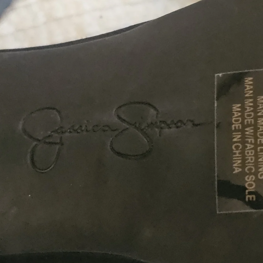Jessica Simpson Black Strappy Heels with Black Jewel size 9